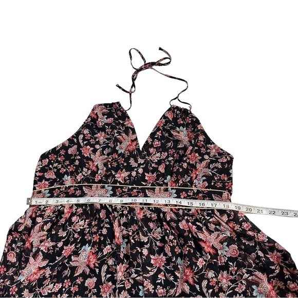 Express Black Floral Metallic Tiered Ruffled Spaghetti Straps Mini Dress Sz XL - Picture 10 of 15